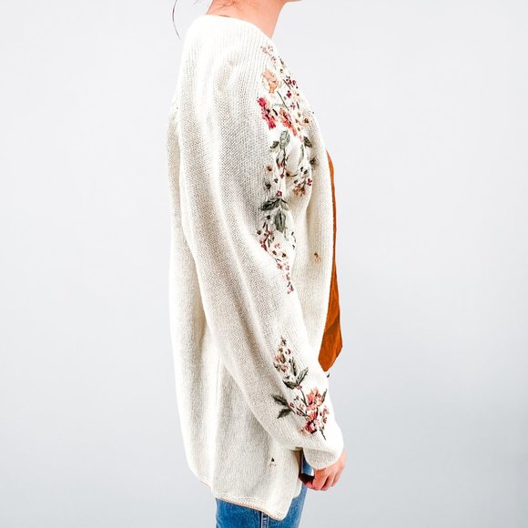 Vintage Tiara International Light Weight Embroidered & Beaded Knit Cardigan - 1X - Picture 4 of 8